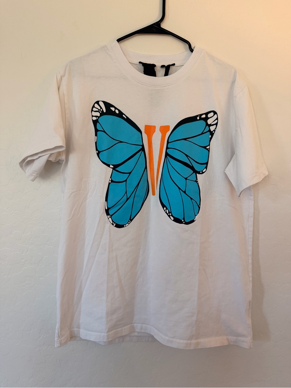 Vlone Men’s Size XL White Blue Butterfly T-shirt Made In USA